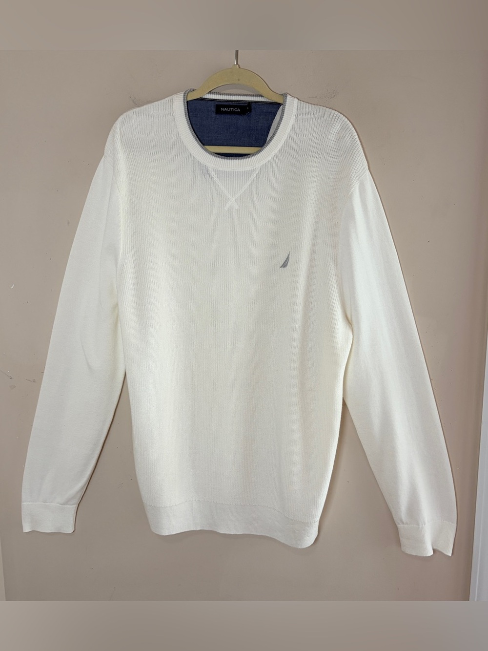 NAUTICA Men’s XL White Crewneck Sweater, XL